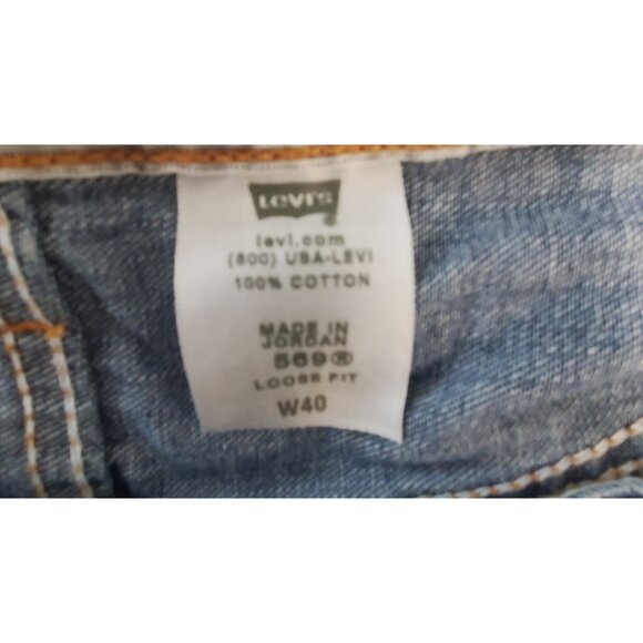 Levi's 569 Shorts Denim Loose Straight Dark Blue Wash 40" Waist 12" Inseam EUC - Picture 6 of 7